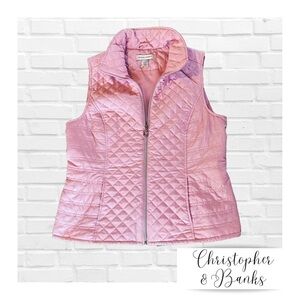 Christopher & Banks Pink Quilted Lightweight Outdoor Vest Women’s Size Small